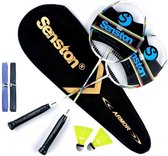 Senston Graphit Badmintonset Carbon professionele badmintonracket lichtgewicht badmintonracket veer set voor training, sport en entertainment met opbergtas