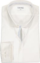 Calvin Klein slim fit overhemd - poplin - wit (contrast) - Strijkvriendelijk - Boordmaat: 41