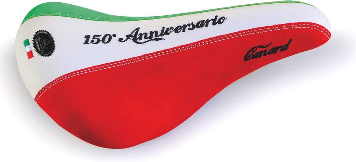 Selle Monte Grappa Canard 150 jarig jubileum Italië - Fietszadel - Leer - Rood/ Wit / Groen