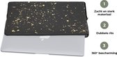 Laptophoes 17 inch - Gouden vlokken op een zwarte achtergrond - Laptop sleeve - Binnenmaat 42,5x30 cm - Zwarte achterkant