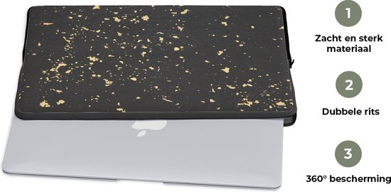 Housse pour ordinateur portable 17 pouces - Paillettes dorées sur fond noir  - Housse | bol