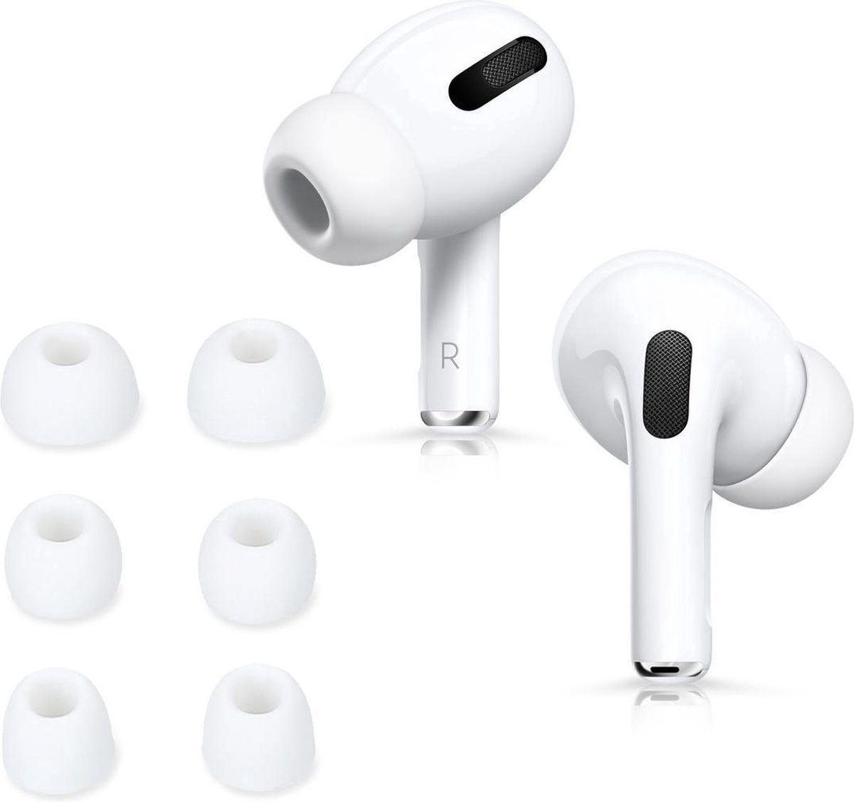 Jumada's "Geschikt" voor Apple Airpods Pro covers - Geschikt voor Airpods Pro - Siliconen - Wit -  Covers voor Airpods - 6 stuks