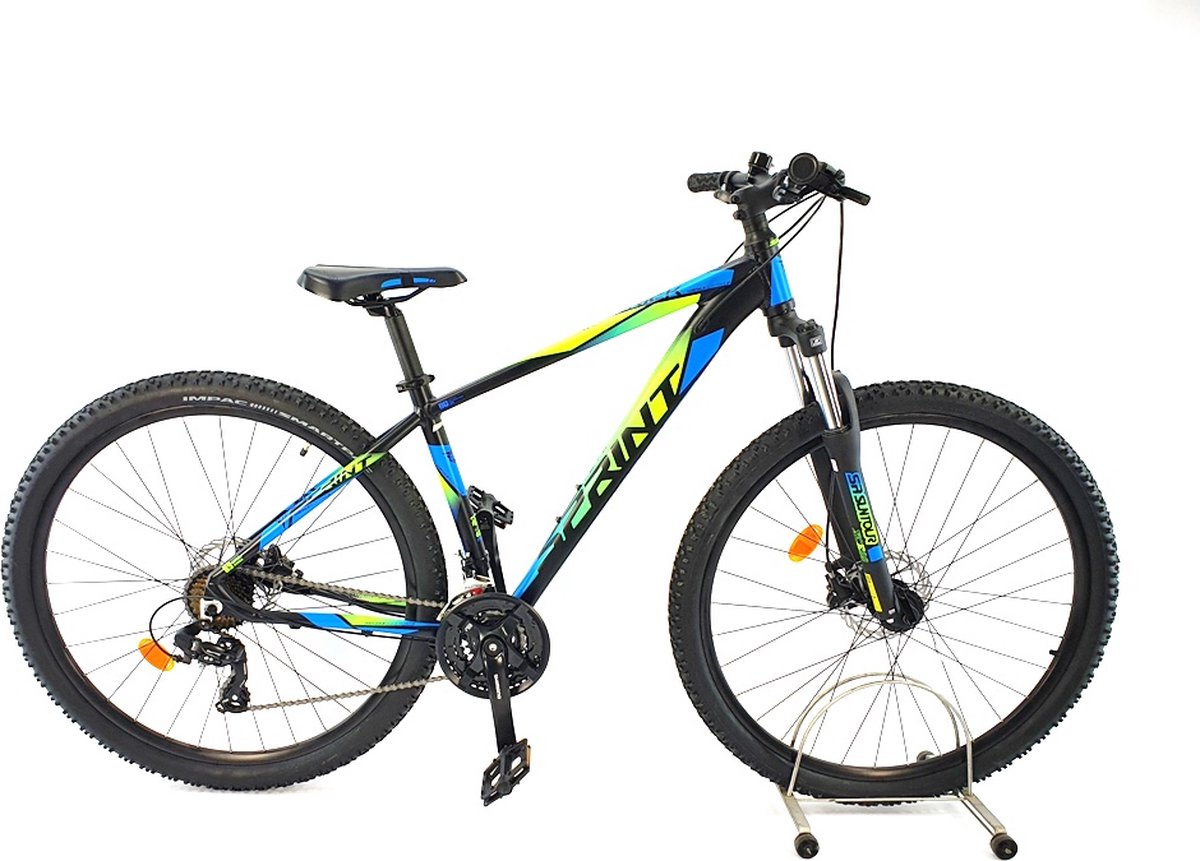 Sprint Maverick - Mountainbike 29 inch - 21 versnellingen Shimano - Hydraulisch remsysteem Shimano - Blauw/Groen - Framemaat:52 cm - BK22SI0871 B