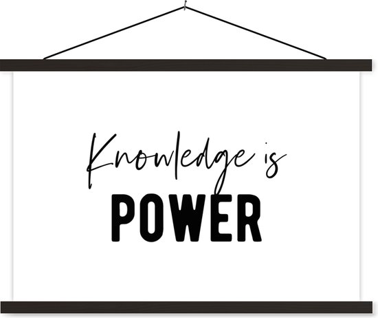 Porte-affiche avec affiche - Affiche scolaire - Citations - Connaissances - Apprentissage - Étudiants - Étudier - 150x100 cm - Lattes noires