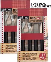 BBQ time - BBQ set messen en vorken - set van 2 keer 4 stuks (RVS)