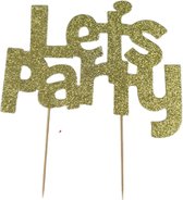 Taart topper - Cake topper - Tekst 'Let's Party' - Goud - Feest - Verjaardag