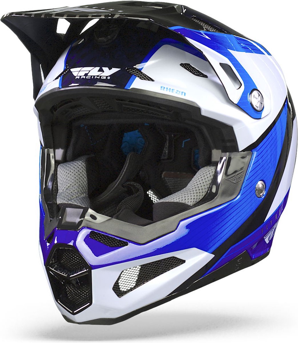 FLY Racing Formula Carbon Prime Helmet Blue White Blue Carbon XL - Maat XL - Helm