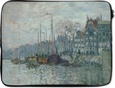 Laptophoes 15.6 inch - Zaandam the dike - Schilderij van Claude Monet - Laptop sleeve - Binnenmaat 39,5x29,5 cm - Zwarte achterkant