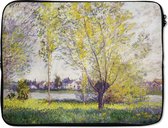 Laptophoes 17 inch - The Willows - Schilderij van Claude Monet - Laptop sleeve - Binnenmaat 42,5x30 cm - Zwarte achterkant