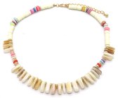 Collier Perles et Coquillages - Longueur 42-49 cm - Beige