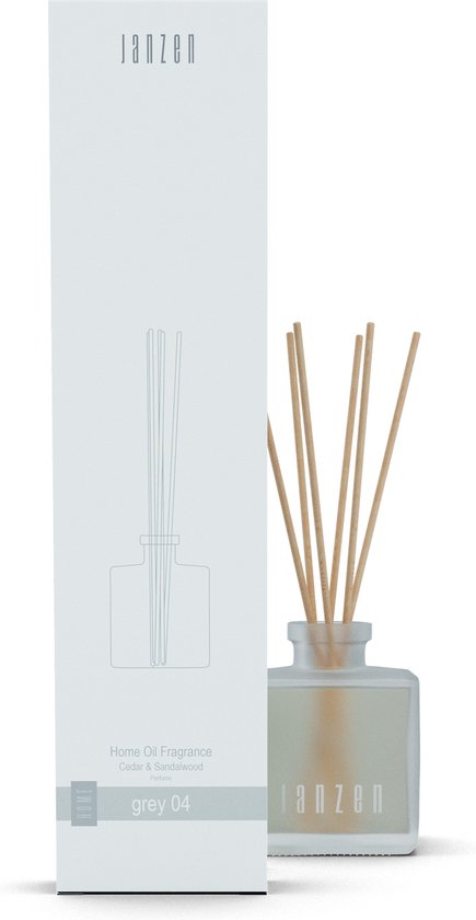 JANZEN Geurstokjes Grey 04 - Fragrance Sticks - Huisparfum - Kamergeur - Fris en Zuiver - 200 ml