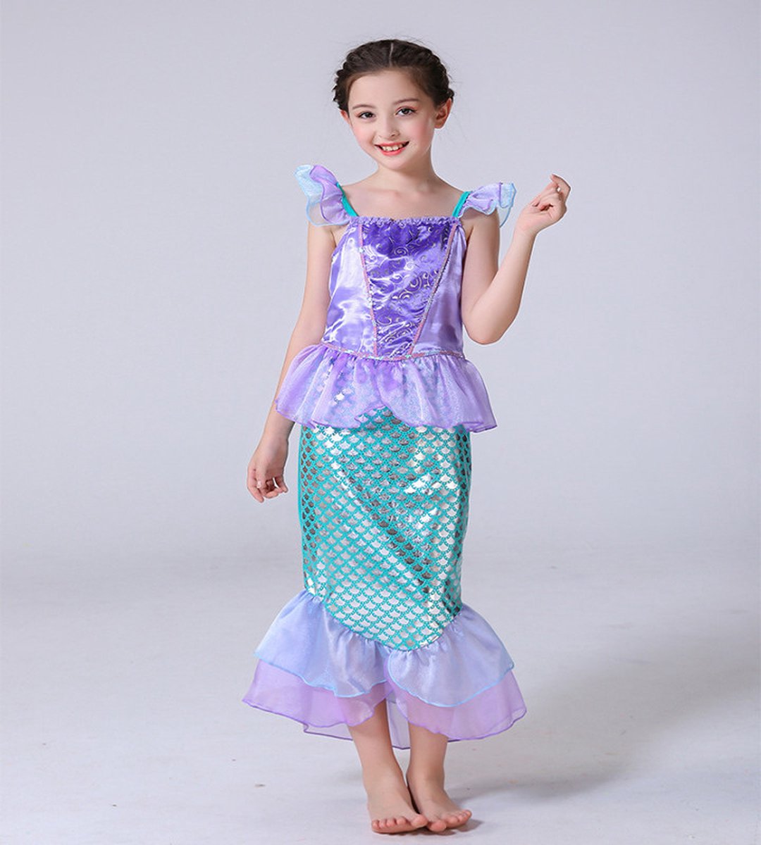 Joya Kids® Zeemeermin Verkleedjurk | Prinsessenjurk | Mermaid Verkleedkleding | Maat 140-146 (140) | Jurk + Mermaid Kroontje | Cadeau meisje Sinterklaas — afbeelding 7