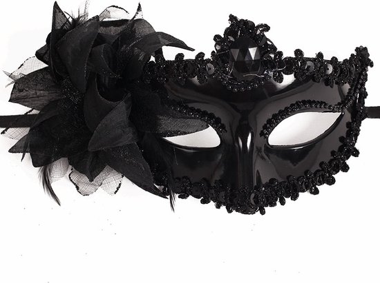 Venetiaans Masker - 2 Stuk(s) - Gala - Zwart - Carnavalskleding - Dames -  Meisjes -... | bol.com