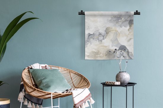 Tapisserie - Tissu mural - Marbre - Or - Zwart - 60x60 cm - Tapisserie