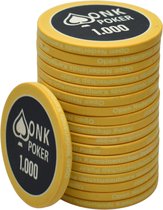 ONK Poker keramische Chips 1.000 geel (25 stuks) - pokerchips - pokerfiches - poker fiches - keramisch - pokerspel - pokerset - poker set