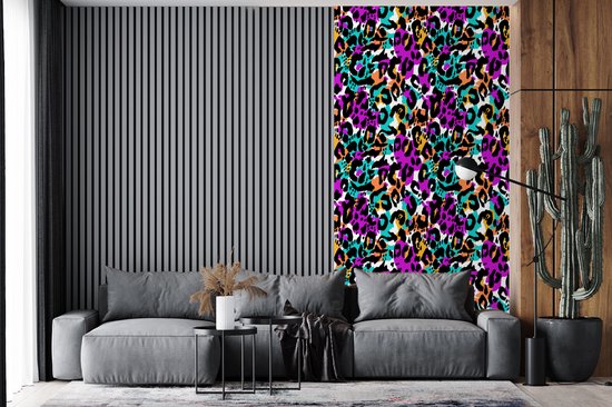 Behang - Fotobehang Regenboog - Panter - Patronen - Breedte 120 cm x hoogte 240 cm