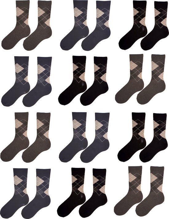 Naft katoenen sokken met ruit 12 paar