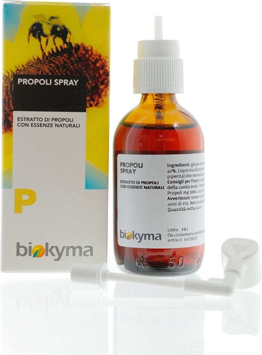 Biokyma - Propolis Spray met Essentiële Olie van Munt en Citroen 50 ml - Propolis keel spray ontsmettend voor de keel - Propolisspray keelspray tegen pijnlijke keel verkoudheid en griepsymptomen