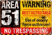 Signs-USA - Retro wandbord - metaal - Area 51 - 20 x 30 cm