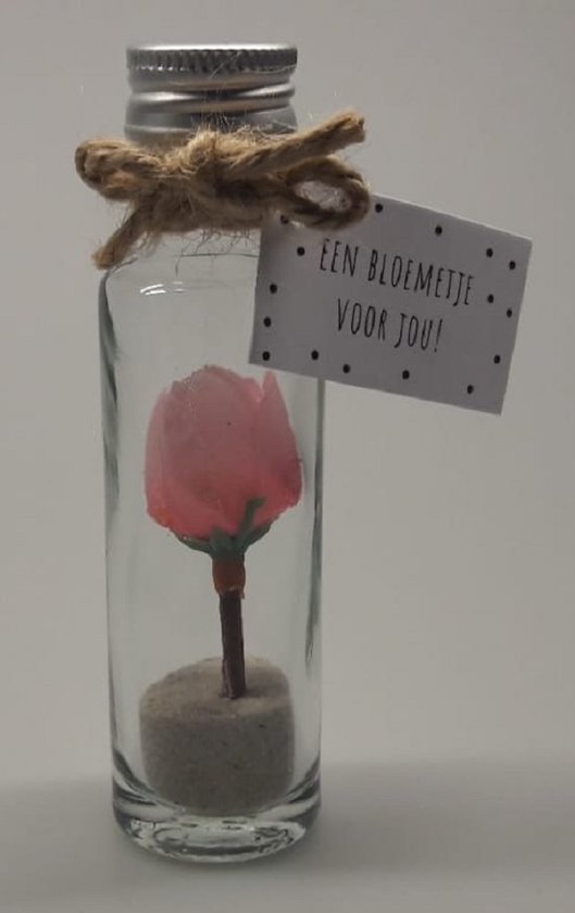 Een bloemetje voor jou! In een miniglaasje, circa 6 cm hoog. Dit lieve bloemetje wat voor altijd bewaard kan blijven is een bijzonder cadeautje voor elke gelegenheid. Een speciaal geschenk wat het hele jaar door gegeven kan worden.