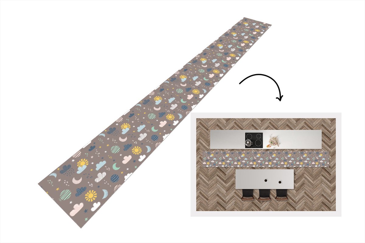 KitchenYeah Keukenloper - Keukenmat - Wolken - Zon - Design - Keuken vloerkleed multicolor, foto 3