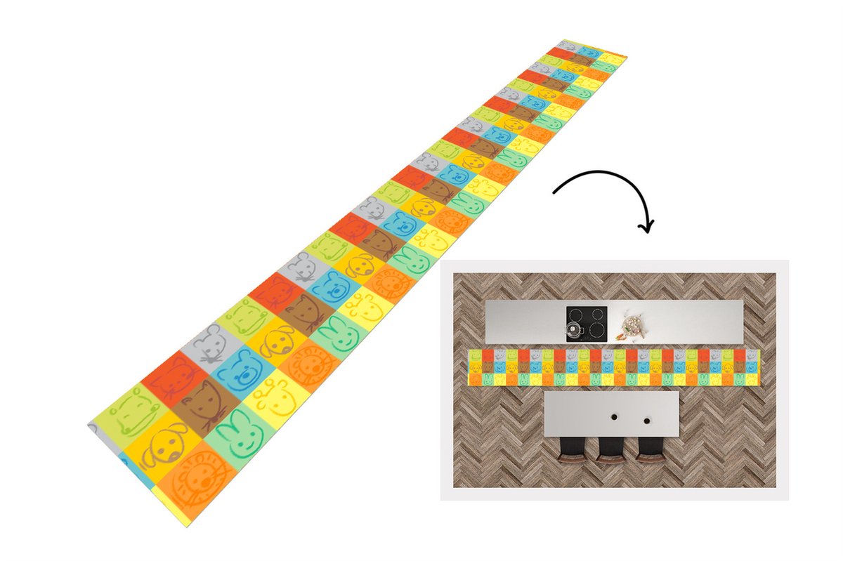 KitchenYeah Keukenloper - Keukenmat - Dieren - Patronen - Kinderen - Regenboog - Keuken vloerkleed multicolor, foto 3