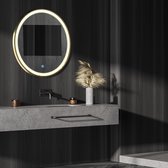 LOMAZOO Badkamerspiegel Goud met LED verlichting - Badkamer Spiegel - Spiegel Badkamer - Spiegel Douche - Verwarming Anti Condens - 100 cm rond [SOHO]