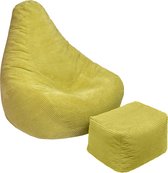 Loft 25 Pouf à dossier haut pour adulte Tissu en velours côtelé Salon d'intérieur Pouf de Gaming Chaise longue avec design ergonomique avec repose-pieds