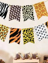 Originele Slinger Dieren patronen - Jungle | Oranje – Geel – Wit – Zwart | Tijger – Zebra - Giraffe | Vlag – Versiering – Banner – Guirlande | Verjaardag – Feest – Party – Birthday - DH collection