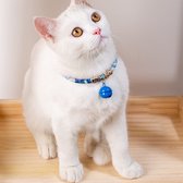 Katten halsband met bel - Japans - verstelbaar in lengte - kleur blauw