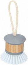 afwasborstel 6 x 7,8 cm PP/bamboe grijs/naturel