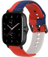 Siliconen Smartwatch bandje - Geschikt voor  Amazfit GTS 2 triple sport band - rood-wit-blauw - Strap-it Horlogeband / Polsband / Armband