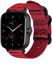 Nylon Smartwatch bandje - Geschikt voor  Amazfit GTS 2 nylon gesp band - rood - Strap-it Horlogeband / Polsband / Armband