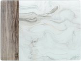 werkbladbeschermer Marble 40 x 30 cm glas wit/grijs