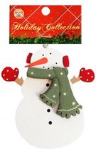 kersthanger sneeuwpop 10 cm hout rood/groen/wit