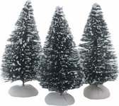 decoratie-kerstbomen 9 cm groen/wit 3 stuks