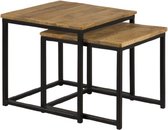 bijzettafels Lily 45/40 cm hout/staal bruin/zwart
