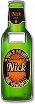 flesopener Nick 8,5 x 6 cm staal groen/oranje