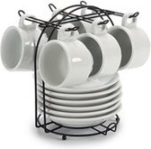 koffieset 14,5 x 14,5 x 17,5 cm porselein wit 13-delig