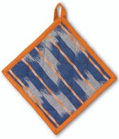 pannenlap Ethno 20 x 20 cm katoen blauw/oranje