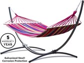 Potenza® Hangmat met standaard – 1 persoons – EXTRA STABIEL VERZINKT frame tot 120 kg - Indela Premium Acadia
