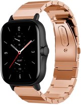 Stalen Smartwatch bandje - Geschikt voor  Amazfit GTS 2  metalen bandje - rosé goud - Strap-it Horlogeband / Polsband / Armband