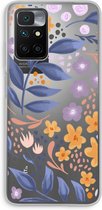Case Company® - Xiaomi Redmi 10 hoesje - Flowers with blue leaves - Soft Cover Telefoonhoesje - Bescherming aan alle Kanten en Schermrand