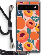 Case Company® - Google Pixel 6 hoesje met Koord - Perzik - Telefoonhoesje met Zwart Koord - Bescherming aan alle Kanten en Over de Schermrand