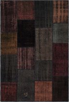 KARUN VINTAGE ZWART / MULTI VLOERKLEED PATCHWORK HANDGEWEVEN
