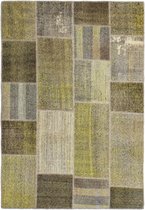 KARUN VINTAGE GROEN VLOERKLEED PATCHWORK HANDGEWEVEN