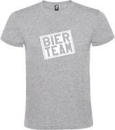 Grijs  T shirt met  print van "Bier team " print Wit size XXXL