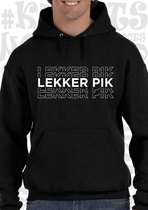 LEKKER PIK heren hoodie - Zwart - Maat XL - lange mouwen - met capuchon - grappige teksten - leuke shirtjes - humor - grappig - goed gewerkt pik - quotes - kwoots