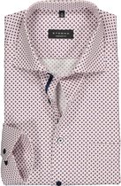 ETERNA comfort fit overhemd - twill heren overhemd - blauw met wit en rood dessin (contrast) - Strijkvrij - Boordmaat: 42