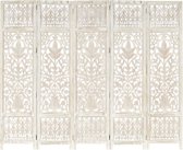 vidaXL Kamerscherm met 5 panelen handgesneden 200x165 cm mangohout wit